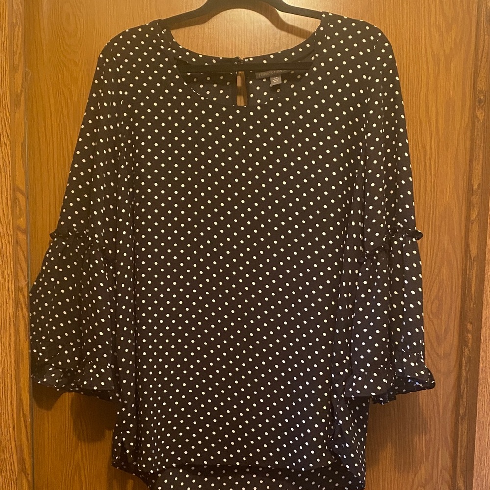 Jessica London Black and White Polka Dot Blouse